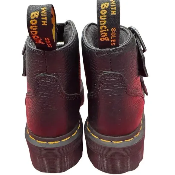 Dr. Martens Devon Heart Buckle Leather Platform Boots Black, Size US 6 - Picture 5 of 11